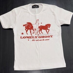lonely ghost short sleeve white t shirt horse print size medium new no tags